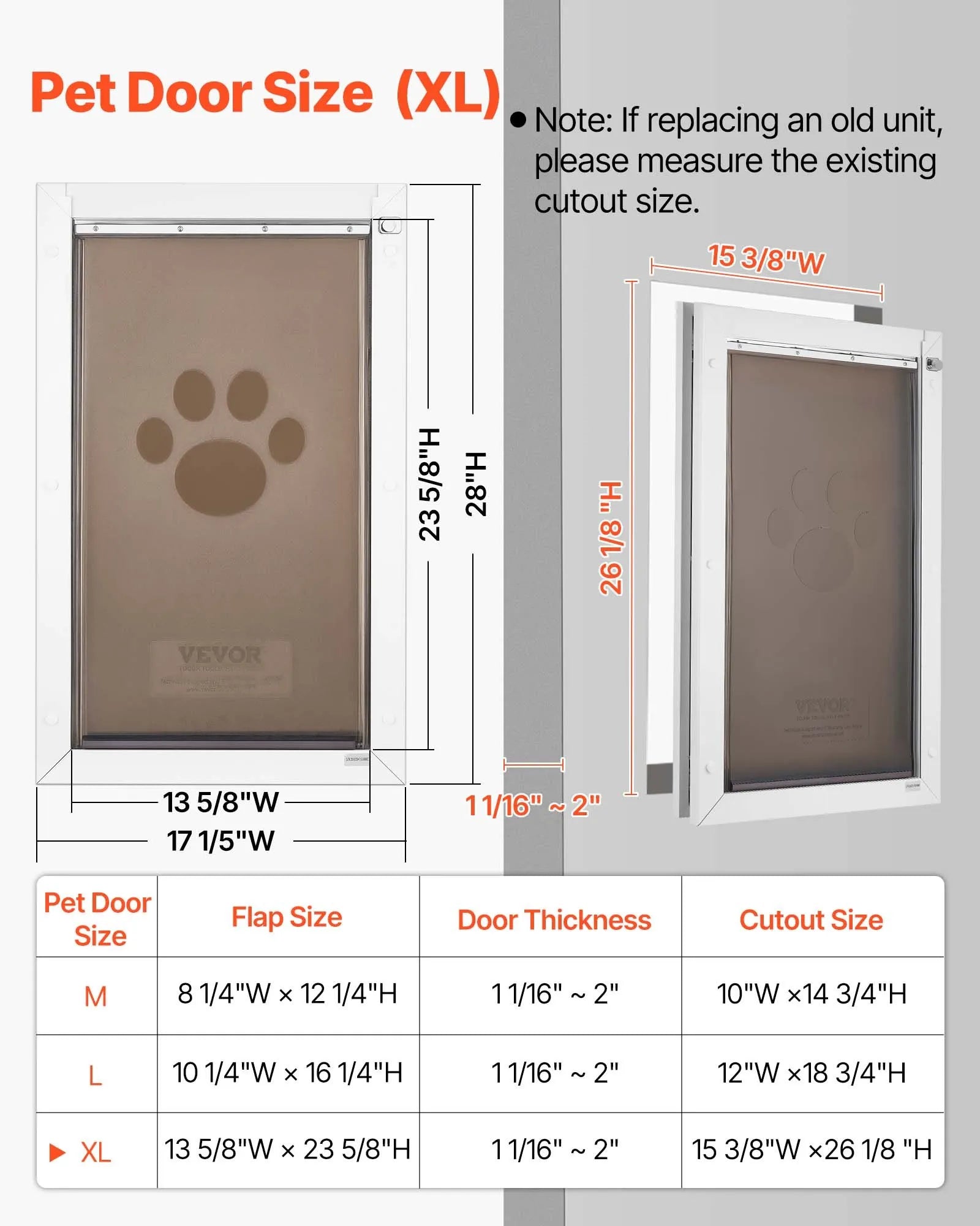 X-Large Metal Pet Door with Double Magnetic Flaps, Weatherproof Dog Door for Interior & Exterior Doors, White
