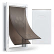 X-Large Metal Pet Door with Double Magnetic Flaps, Weatherproof Dog Door for Interior & Exterior Doors, White