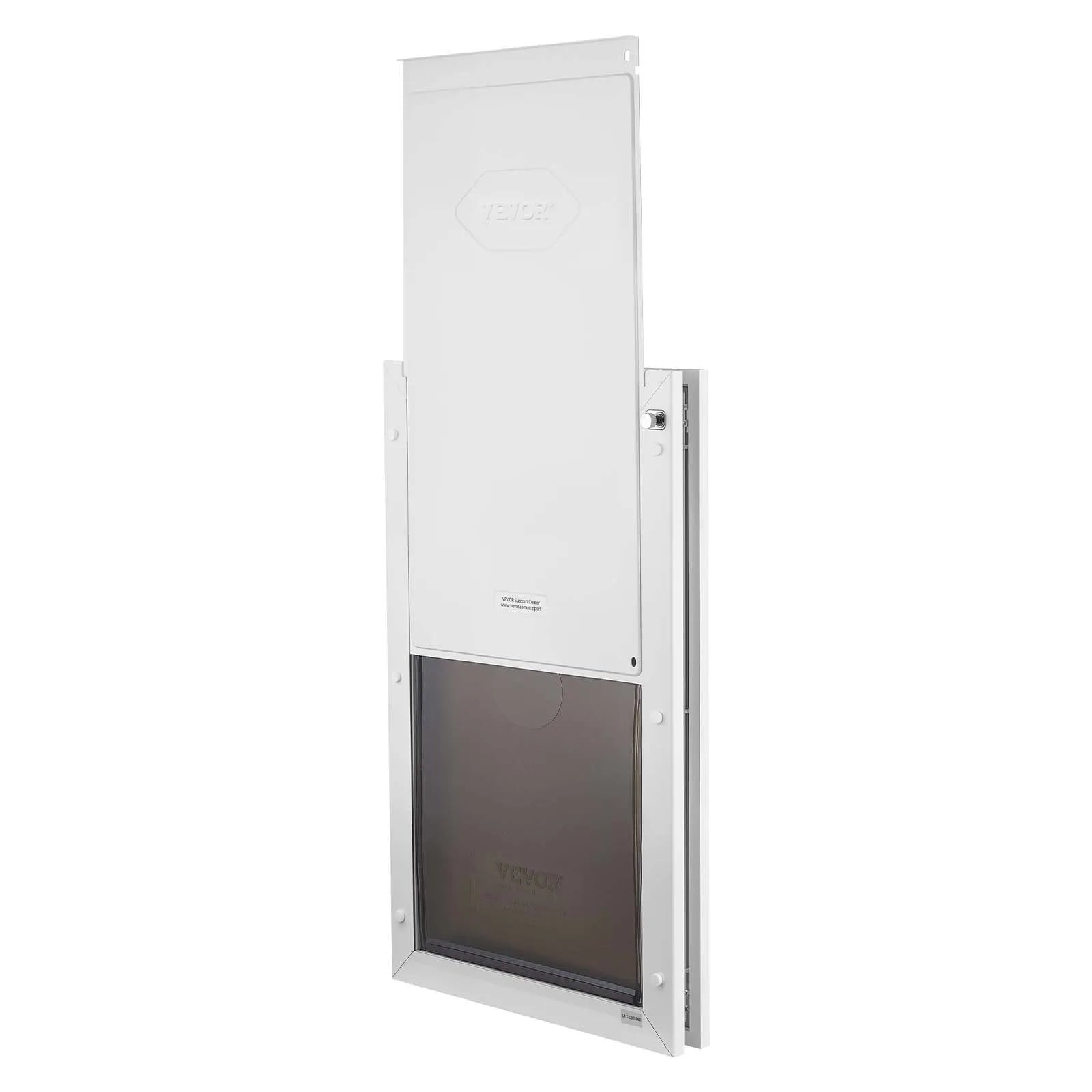 X-Large Metal Pet Door with Double Magnetic Flaps, Weatherproof Dog Door for Interior & Exterior Doors, White