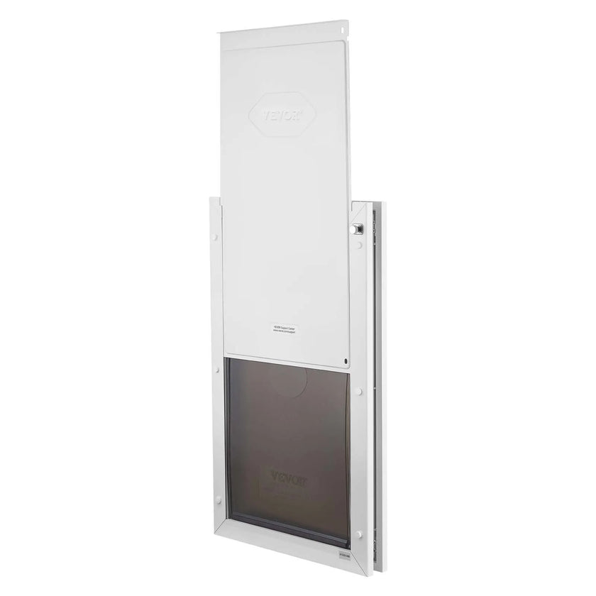 X-Large Metal Pet Door with Double Magnetic Flaps, Weatherproof Dog Door for Interior & Exterior Doors, White