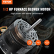 VEVOR 1/2HP Furnace Blower Motor, 208/230V 2.7Amps, 1075RPM 5 Speeds, CW/CCW Rotation, 48 Frame 3.4