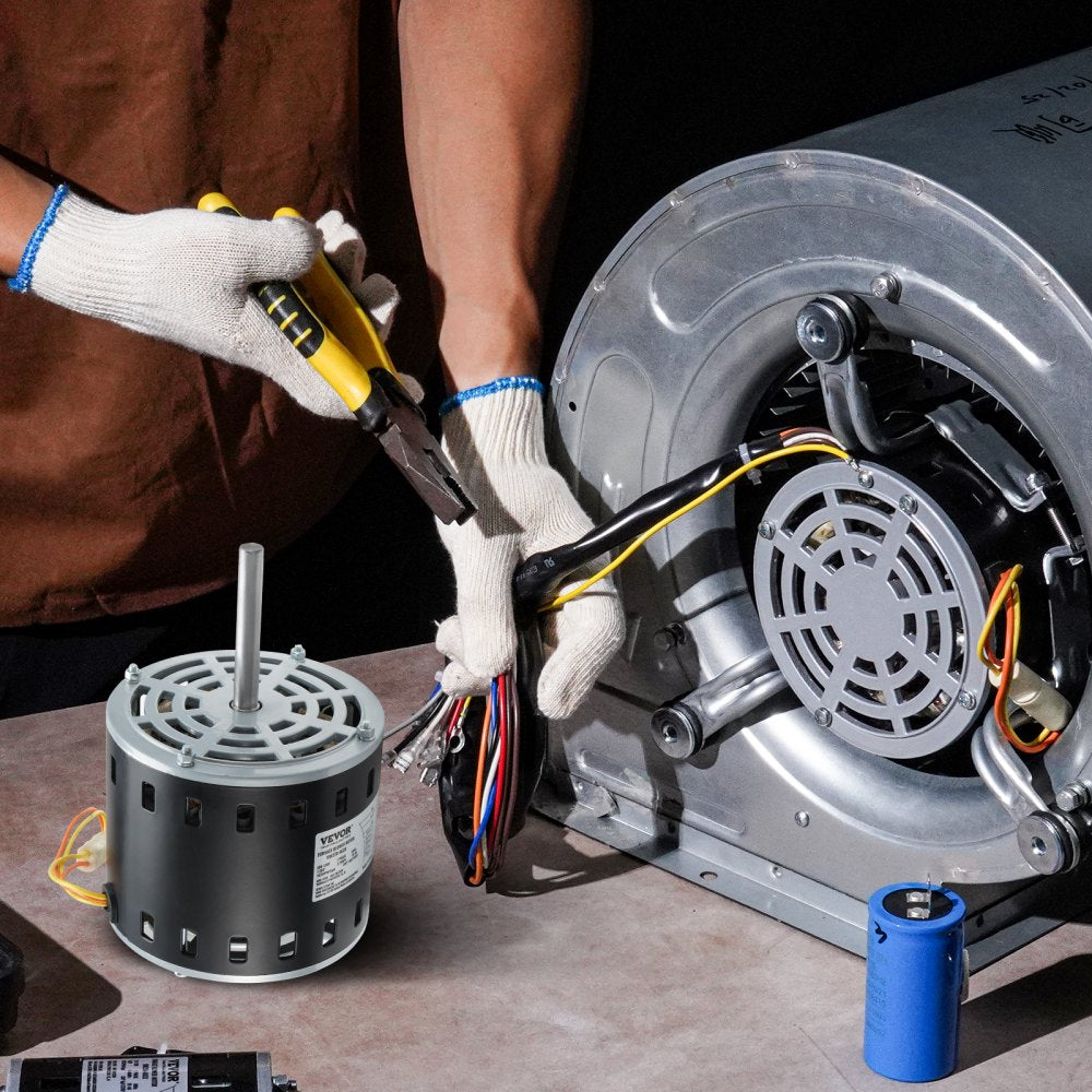 VEVOR 1/2HP Furnace Blower Motor, 208/230V 2.7Amps, 1075RPM 5 Speeds, CW/CCW Rotation, 48 Frame 3.4