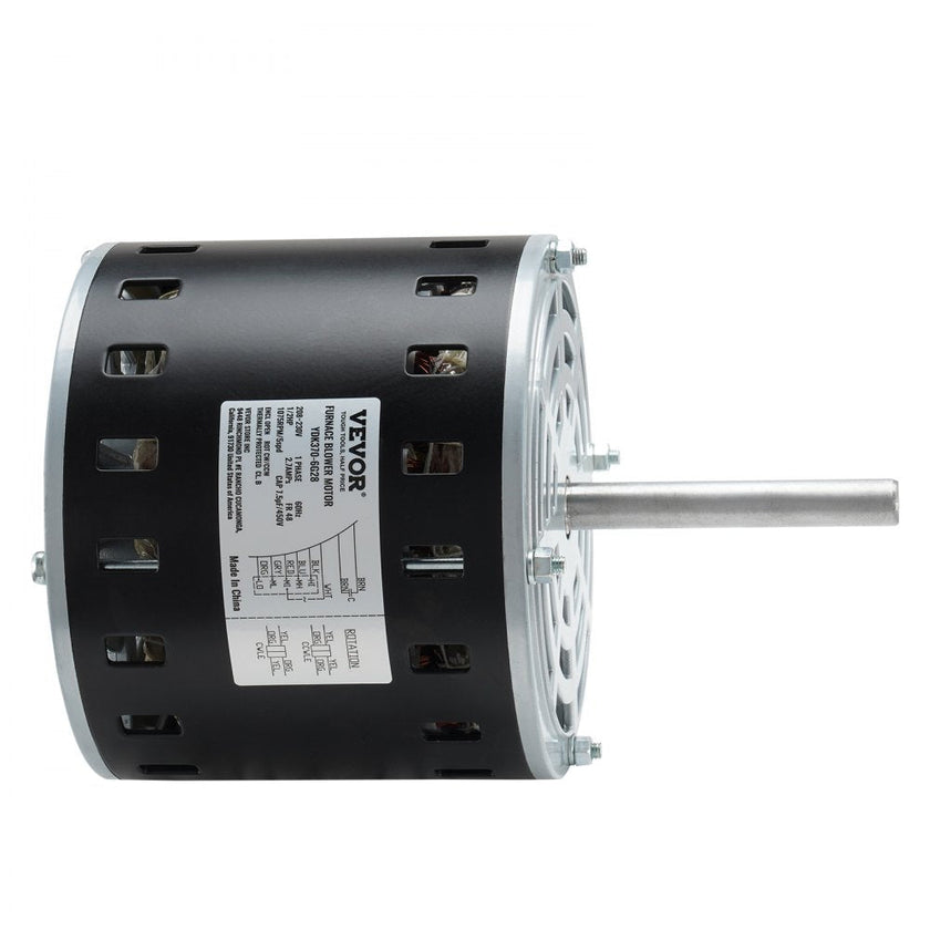 VEVOR 1/2HP Furnace Blower Motor, 208/230V 2.7Amps, 1075RPM 5 Speeds, CW/CCW Rotation, 48 Frame 3.4