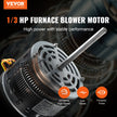 VEVOR 1/3HP Furnace Blower Motor, 110/120V 4.4Amps, 1075RPM 4 Speeds, CW/CCW Rotation, 48 Frame 5.2