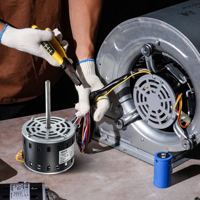 VEVOR 1/3HP Furnace Blower Motor, 110/120V 4.4Amps, 1075RPM 4 Speeds, CW/CCW Rotation, 48 Frame 5.2