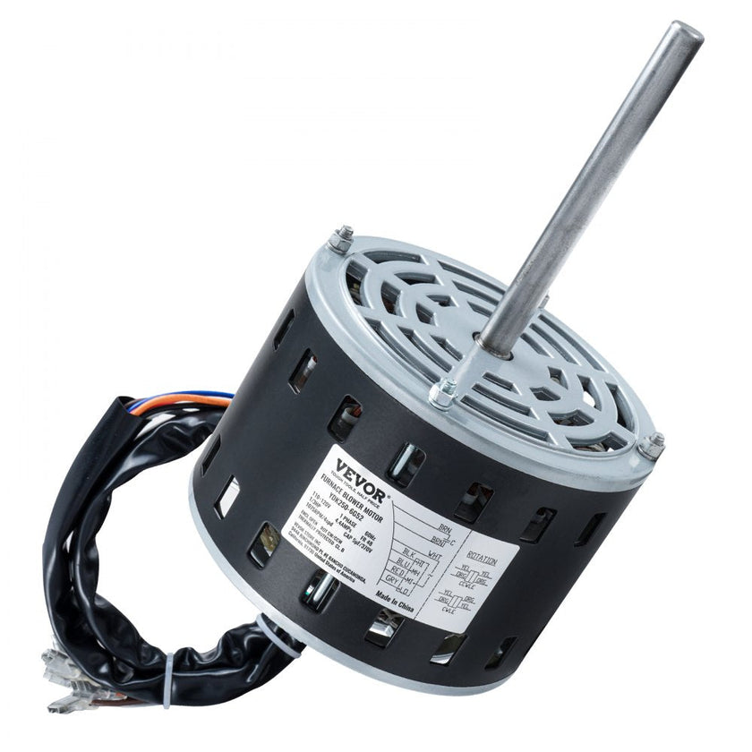 VEVOR 1/3HP Furnace Blower Motor, 110/120V 4.4Amps, 1075RPM 4 Speeds, CW/CCW Rotation, 48 Frame 5.2