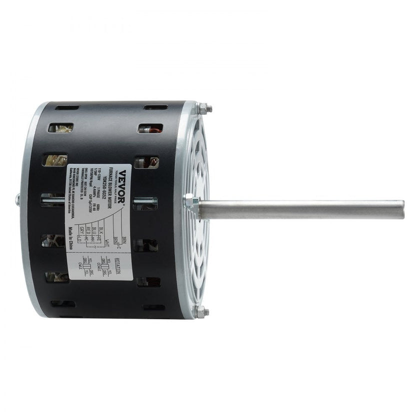 VEVOR 1/3HP Furnace Blower Motor, 110/120V 4.4Amps, 1075RPM 4 Speeds, CW/CCW Rotation, 48 Frame 5.2