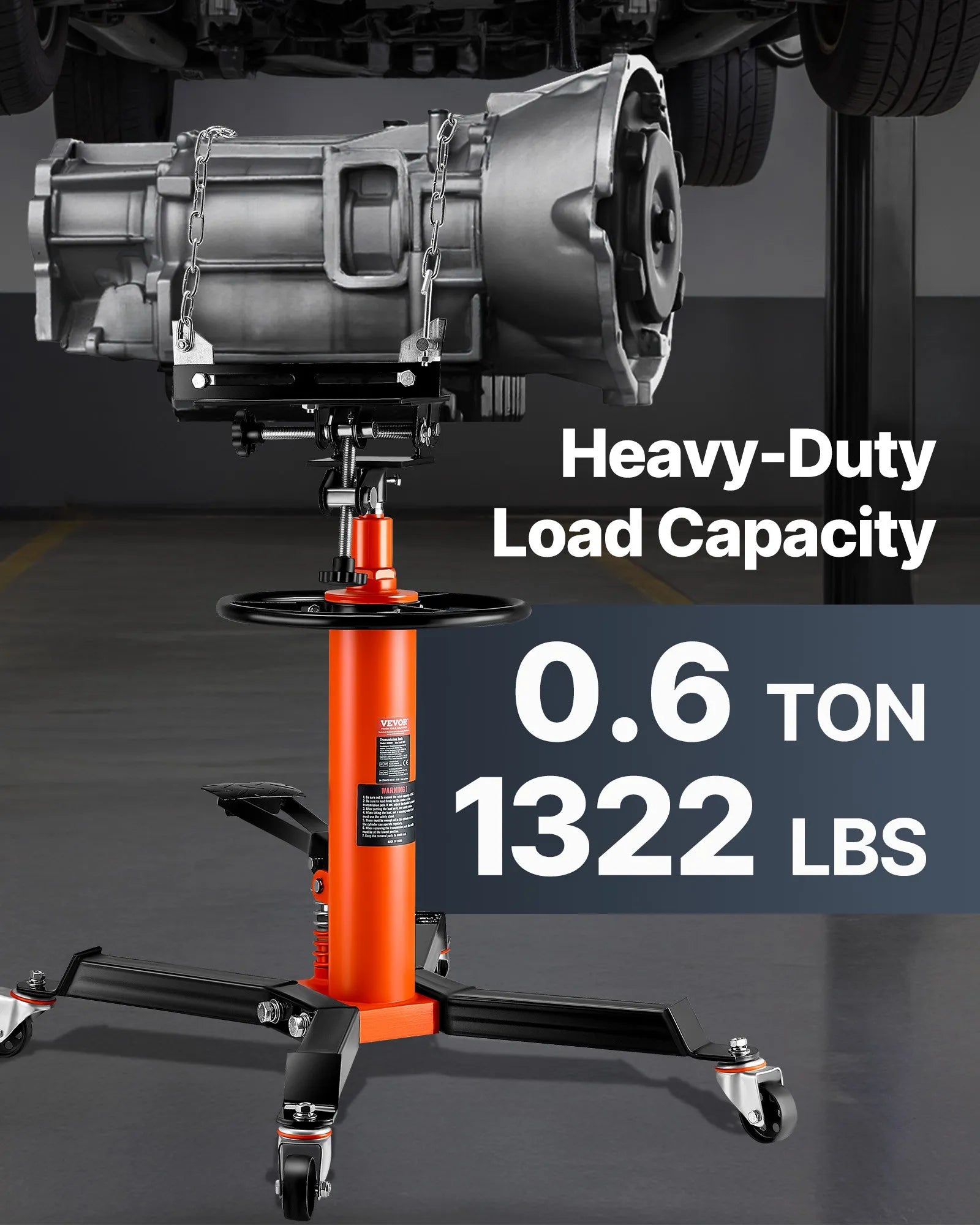 VEVOR Transmission Jack, 1322 LBS Hydraulic Telescoping Transmission Jack, 34.3