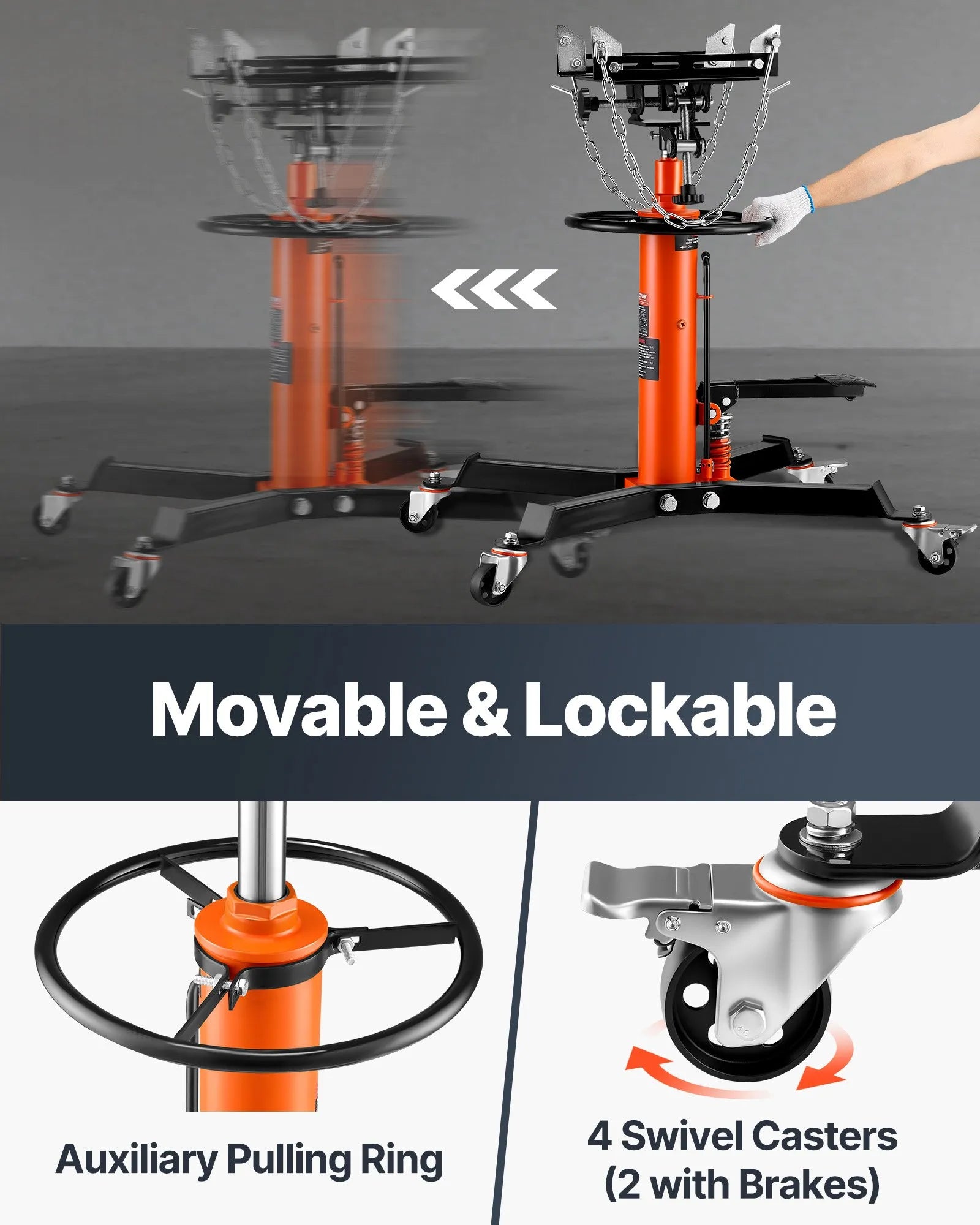 VEVOR Transmission Jack, 1322 LBS Hydraulic Telescoping Transmission Jack, 34.3