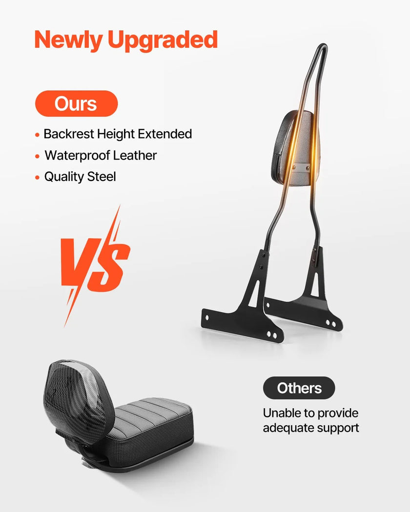 VEVOR Motorcycle Backrest Sissy Bar for Harley-Davidson Touring Models 2006-2017