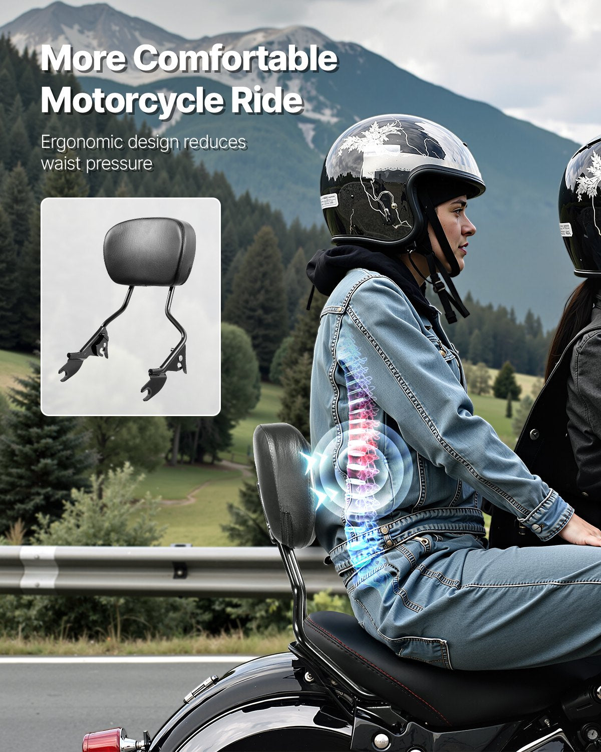 VEVOR Motorcycle Backrest Sissy Bar for Harley-Davidson Touring Models 2009-2024