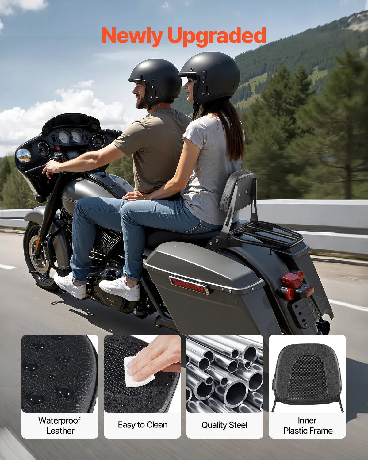 VEVOR Motorcycle Backrest Sissy Bar with Luggage Rack for Honda Rebel 2017-2022