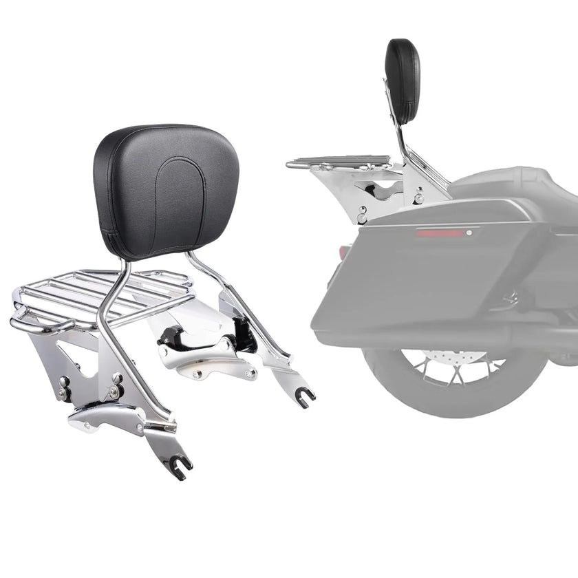 VEVOR Motorcycle Backrest Sissy Bar with Luggage Rack for Harley Touring Models