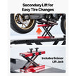 VEVOR Motorcycle Lift Table, 1500 lbs Capacity with Electric Hydraulic Pump & Adjustable Wheel Chock