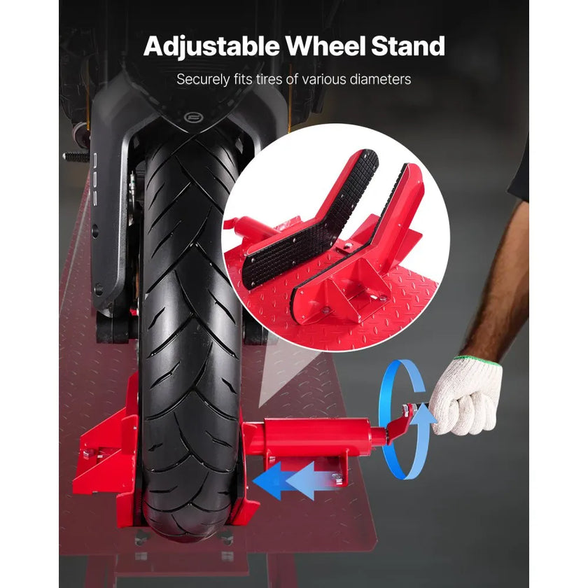VEVOR Motorcycle Lift Table, 1000 lbs Capacity with 360° Rolling Jack Stand & Security Lock