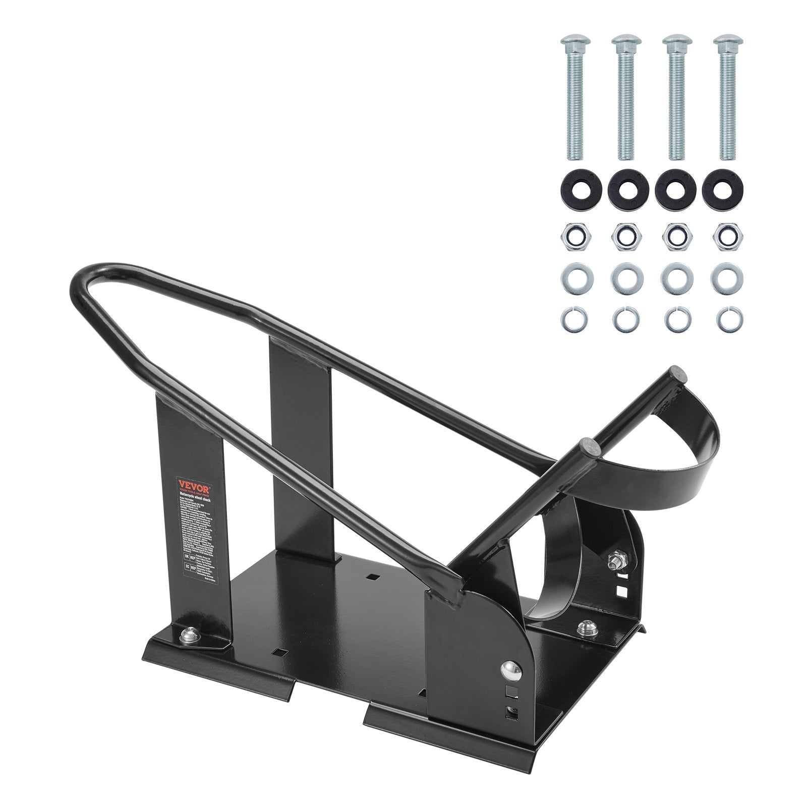 VEVOR Motorcycle Wheel Chock, 1800 lbs Capacity Wheel Cradle Holder, Heavy-duty Steel Motorcycle Front Wheel Stand with 3 Adjustable Holes, For 15