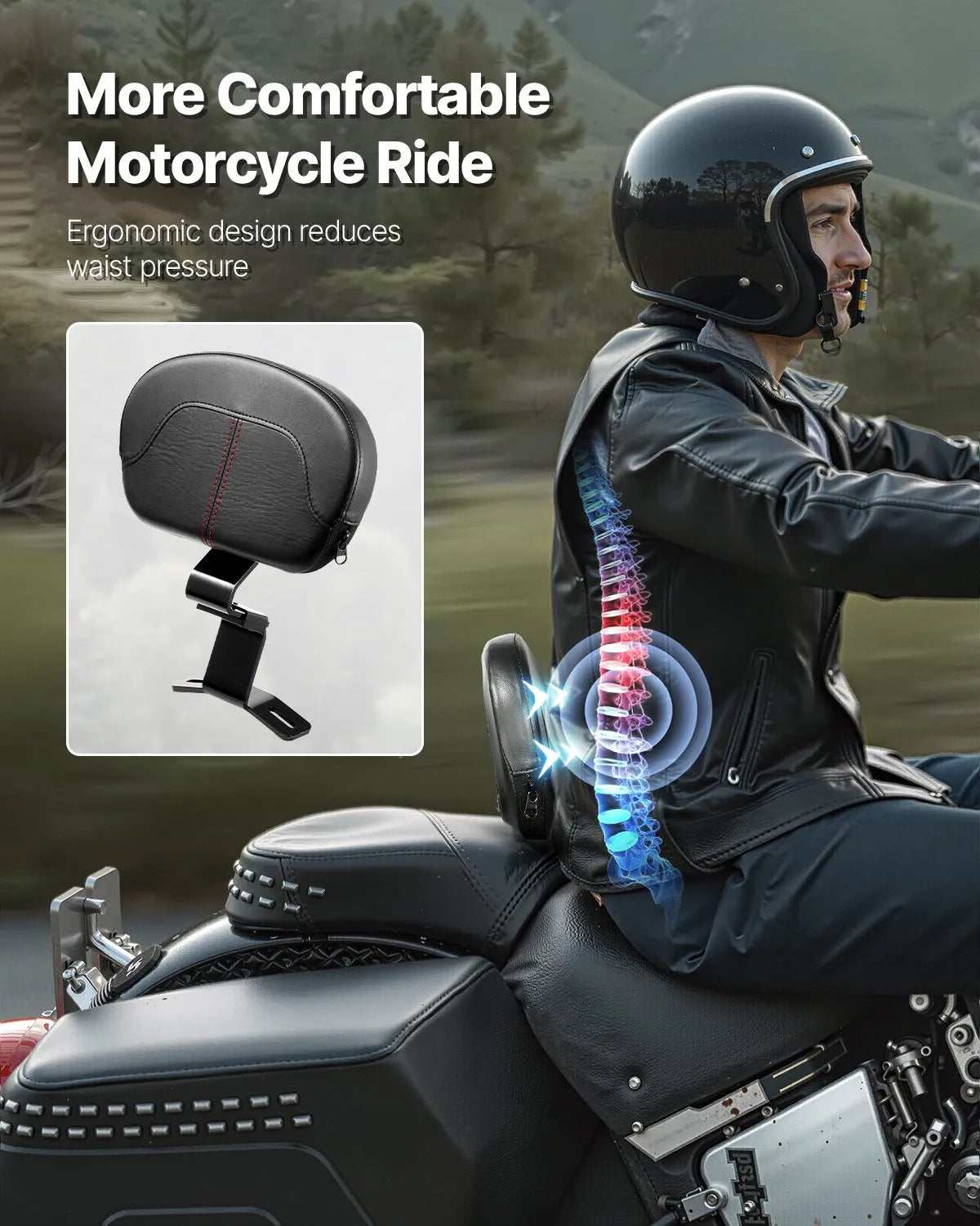 VEVOR Motorcycle Backrest Sissy Bar for Harley Touring Models 2009-2024 12.2 in