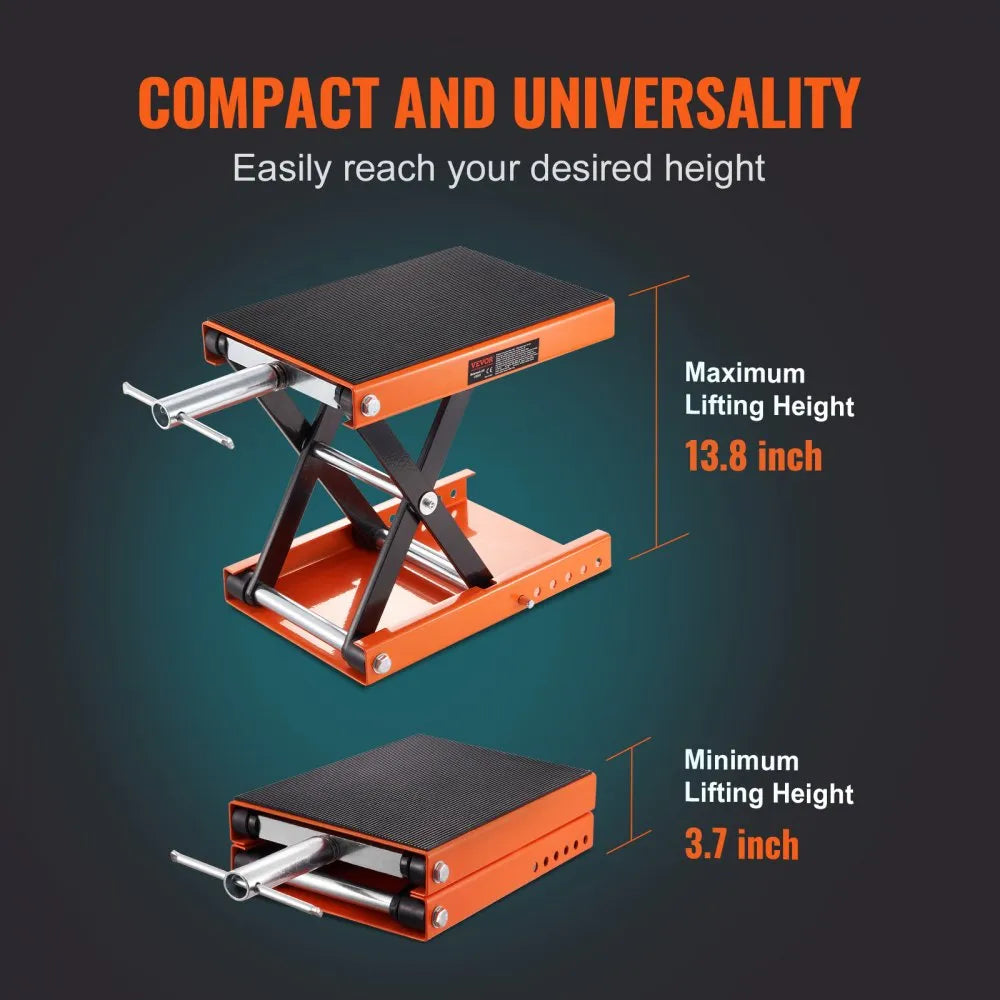 VEVOR Motorcycle Lift, 1100 LBS Motorcycle Scissor Lift Jack with Wide Deck & Safety Pin, 3.7
