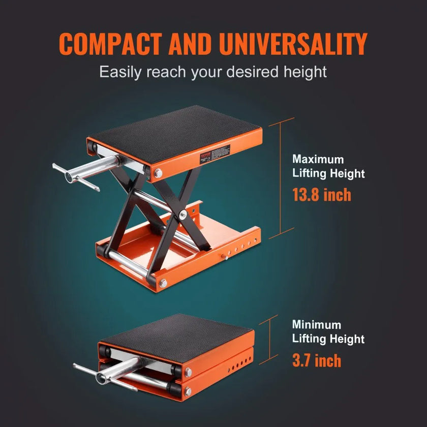 VEVOR Motorcycle Lift, 1100 LBS Motorcycle Scissor Lift Jack with Wide Deck & Safety Pin, 3.7