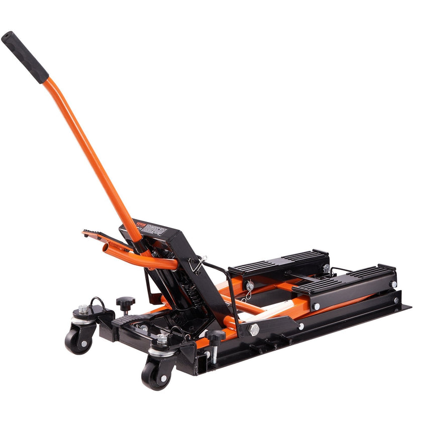 VEVOR Hydraulic Motorcycle Lift Jack, 1500 LBS Capacity ATV Scissor Lift Jack, Portable Motorcycle Lift Table with 4 Wheels, Hydraulic Foot-Operated Hoist Stand for Motorcycle ATV UTV Powersports