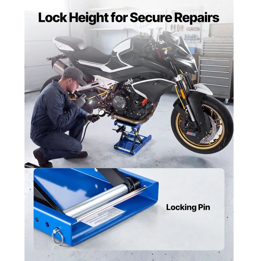 VEVOR Motorcycle Scissor Lift, 1100 lbs Capacity Steel Jack with Center Crank & Lock Pin