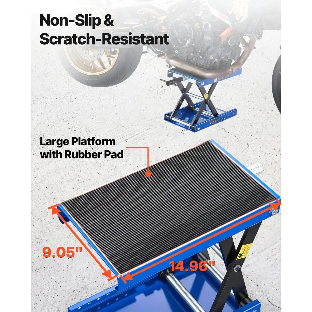 VEVOR Motorcycle Scissor Lift, 1100 lbs Capacity Steel Jack with Center Crank & Lock Pin