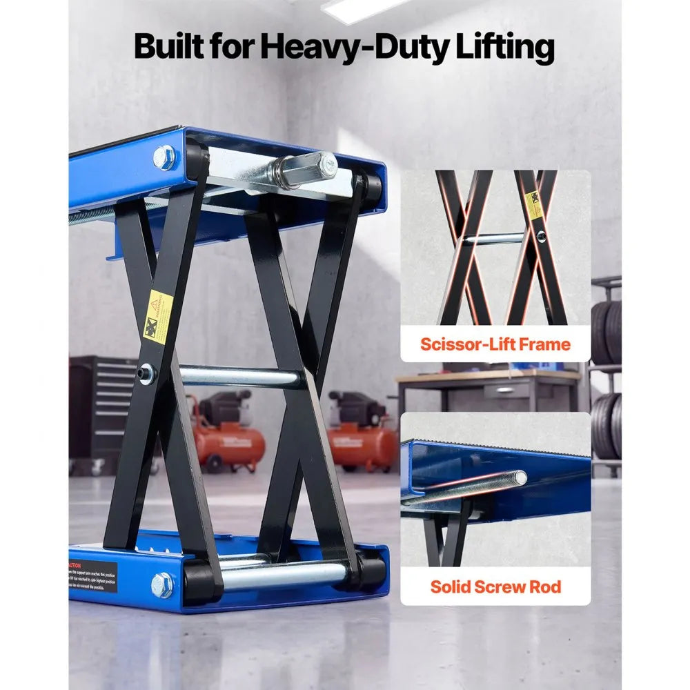 VEVOR Motorcycle Scissor Lift, 1100 lbs Capacity Steel Jack with Center Crank & Lock Pin