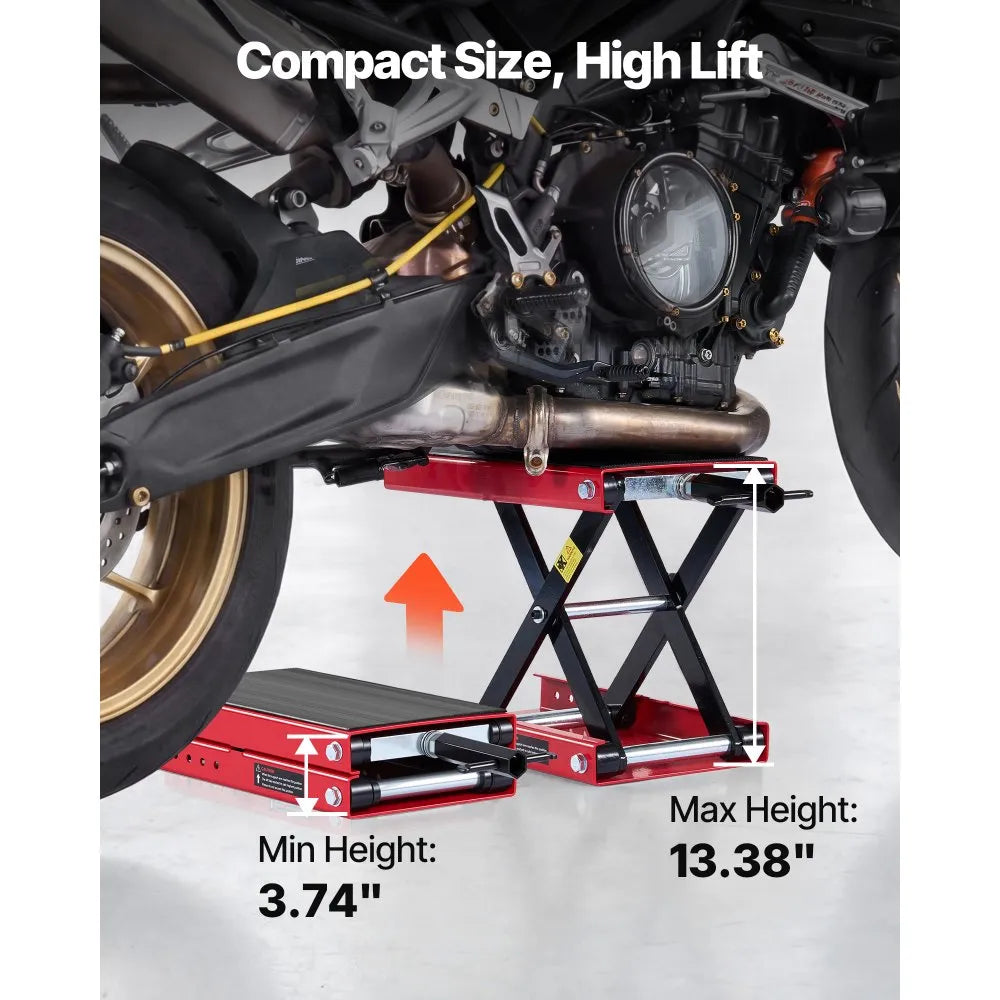 VEVOR Motorcycle Scissor Lift Jack, 1100 lbs Capacity, Wide Deck & Lock Pin, 3.74