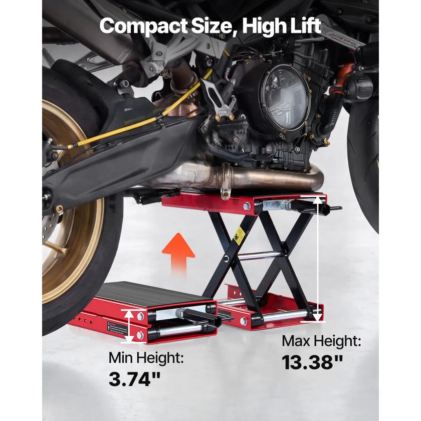 VEVOR Motorcycle Scissor Lift Jack, 1100 lbs Capacity, Wide Deck & Lock Pin, 3.74