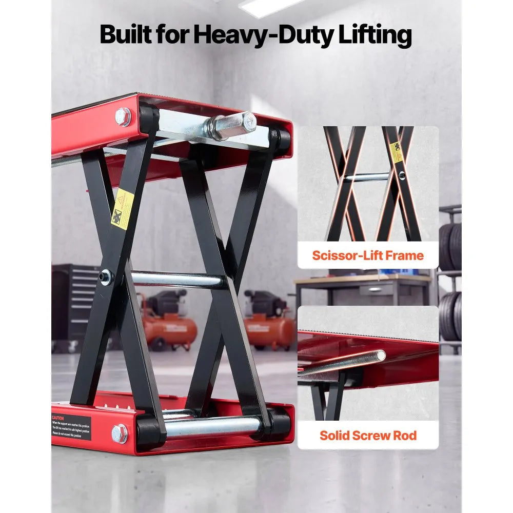 VEVOR Motorcycle Scissor Lift Jack, 1100 lbs Capacity, Wide Deck & Lock Pin, 3.74
