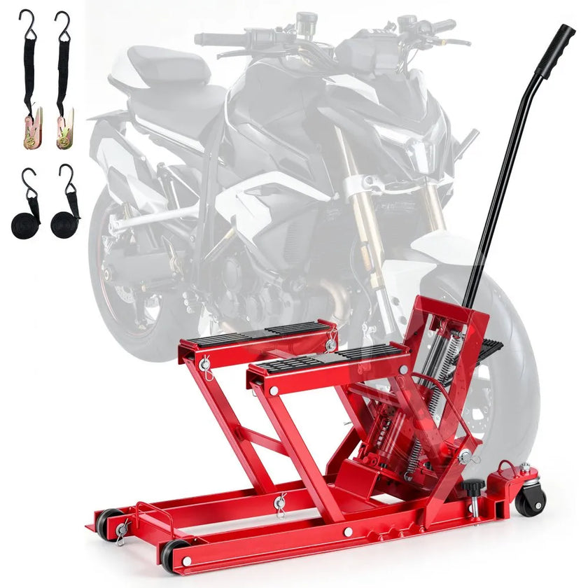 VEVOR Hydraulic Motorcycle Lift Jack, 1500 lbs Capacity ATV & Dirt Bike Hoist Stand with 4 Wheels