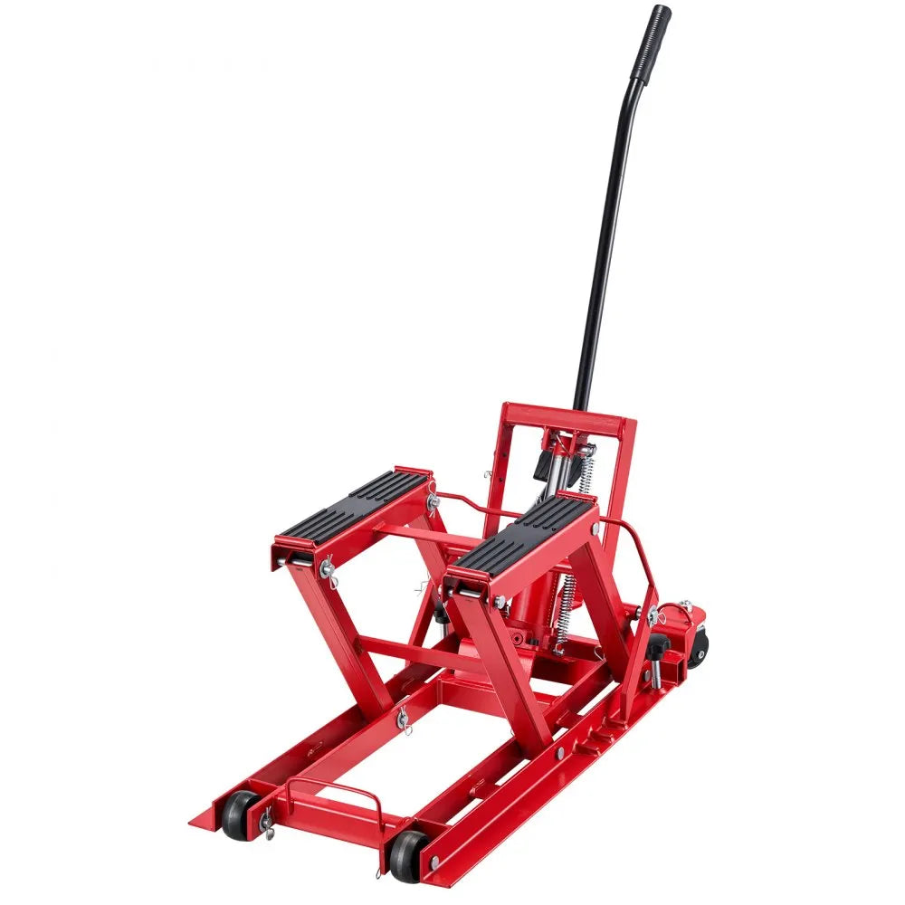 VEVOR Hydraulic Motorcycle Lift Jack, 1500 lbs Capacity ATV & Dirt Bike Hoist Stand with 4 Wheels
