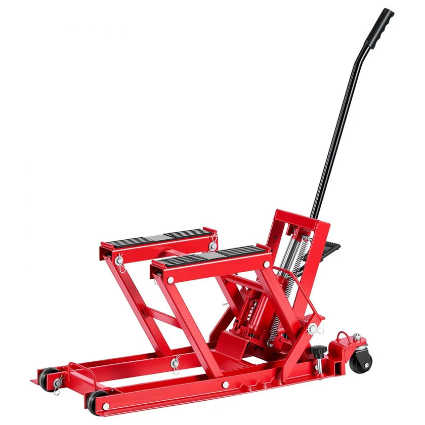 VEVOR Hydraulic Motorcycle Lift Jack, 1500 lbs Capacity ATV & Dirt Bike Hoist Stand with 4 Wheels