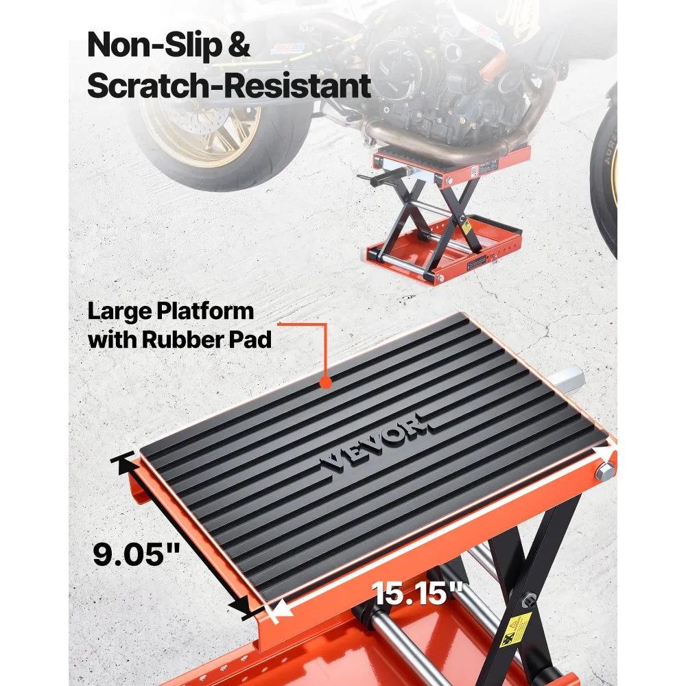 VEVOR Motorcycle Scissor Lift Jack, 1500 lbs Capacity with Lock Pin and Steel Hoist for Touring Motorcycles