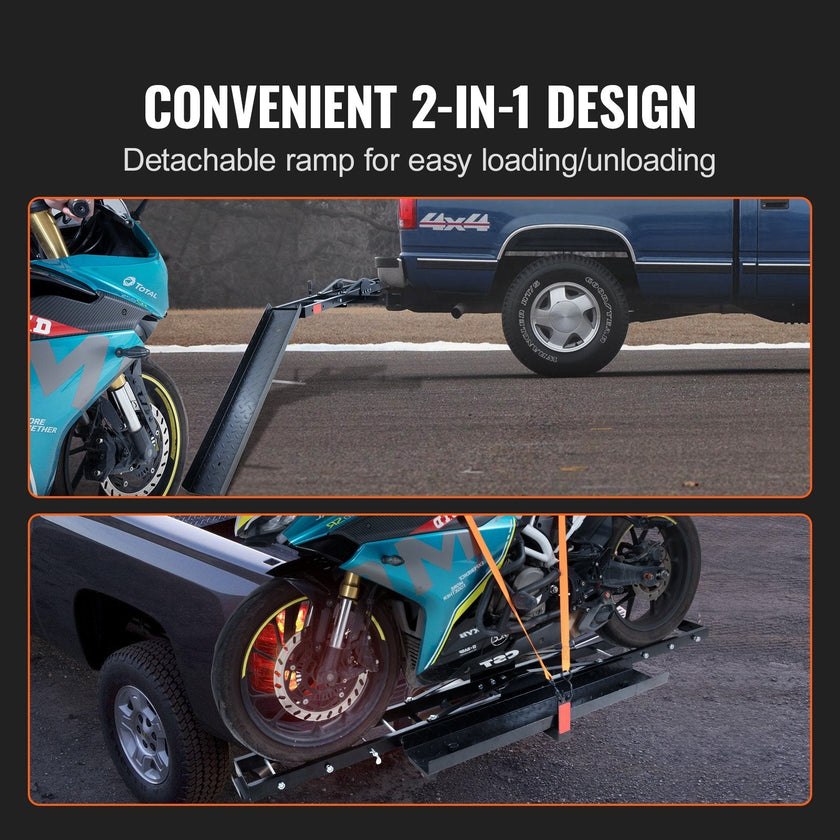 VEVOR Motorcycle Carrier Scooter Dirt Bike Hitch Mount 600LBS Rack Ramp Hauler