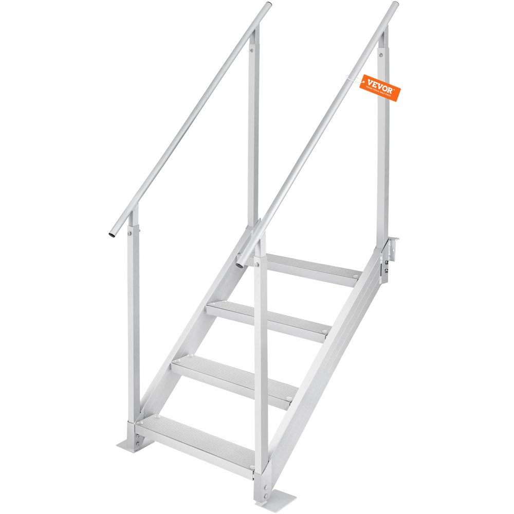 VEVOR Dock Ladder, 30''-38'' Adjustable Height, 500 lbs Load Capacity, Aluminum Alloy 4 Steps Pontoon Boat Ladder with Dual Handrails & Nonslip Rubber Mat, Ideal for Ship/Lake/Pool/Marine Boarding