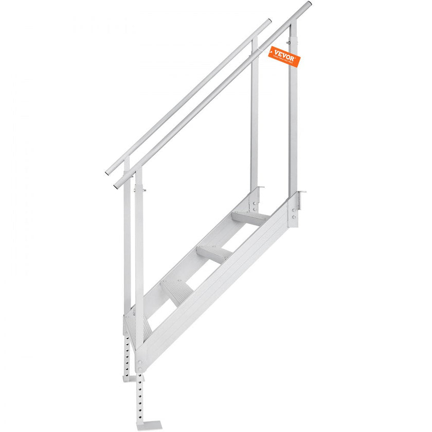 VEVOR Dock Ladder, 30''-38'' Adjustable Height, 500 lbs Load Capacity, Aluminum Alloy 4 Steps Pontoon Boat Ladder with Dual Handrails & Nonslip Rubber Mat, Ideal for Ship/Lake/Pool/Marine Boarding