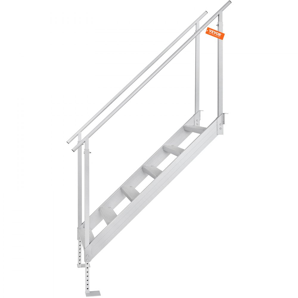 VEVOR Dock Ladder, 43''-51'' Adjustable Height, 500 lbs Load Capacity, Aluminum Alloy 6 Steps Pontoon Boat Ladder with Dual Handrails & Nonslip Rubber Mat, Ideal for Ship/Lake/Pool/Marine Boarding