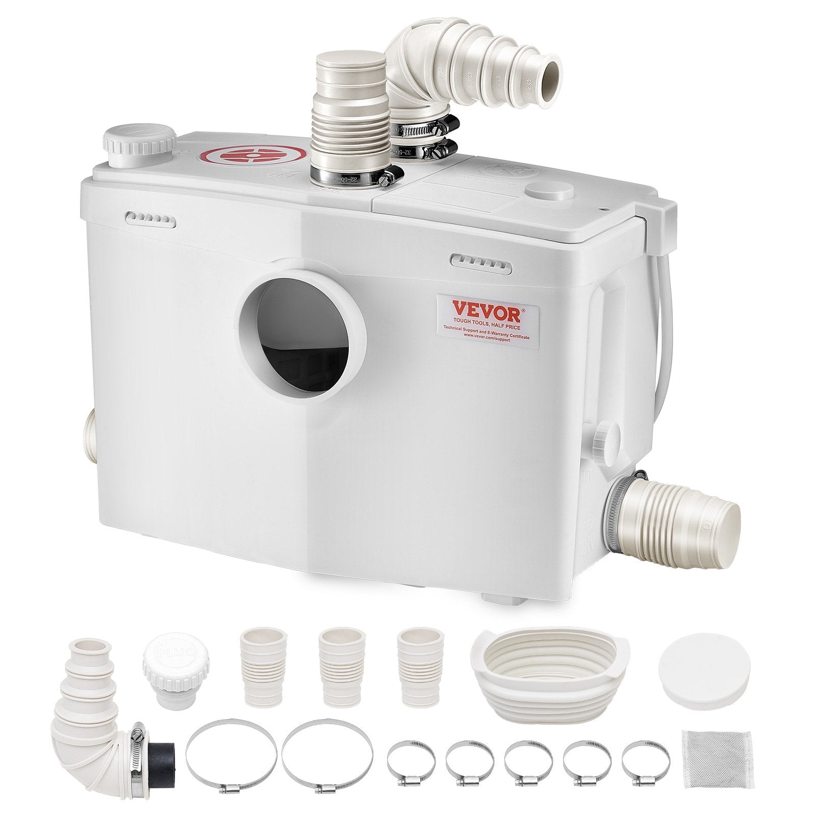 VEVOR Macerator Pump 1200W 48 GPM Flow 33 ft Head Lift for Toilet Basement Sink