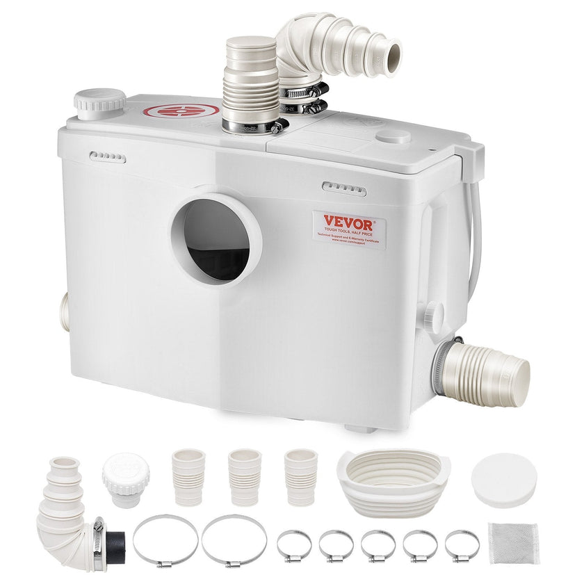 VEVOR Macerator Pump 1200W 48 GPM Flow 33 ft Head Lift for Toilet Basement Sink