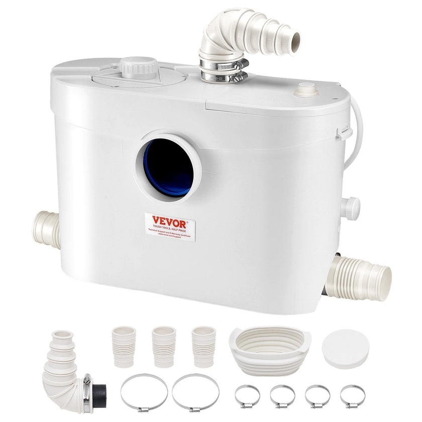 VEVOR Macerator Pump 900W 48 GPM Flow 40 ft Head Lift for Toilet Basement Sink