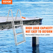 VEVOR Dock Ladder, Removable 3 Steps, 350 lbs Load Capacity, Aluminum Alloy Pontoon Boat Ladder with 4'' Wide Step & Nonslip Rubber Mat, Easy to Install for Ship/Lake/Pool/Marine Boarding