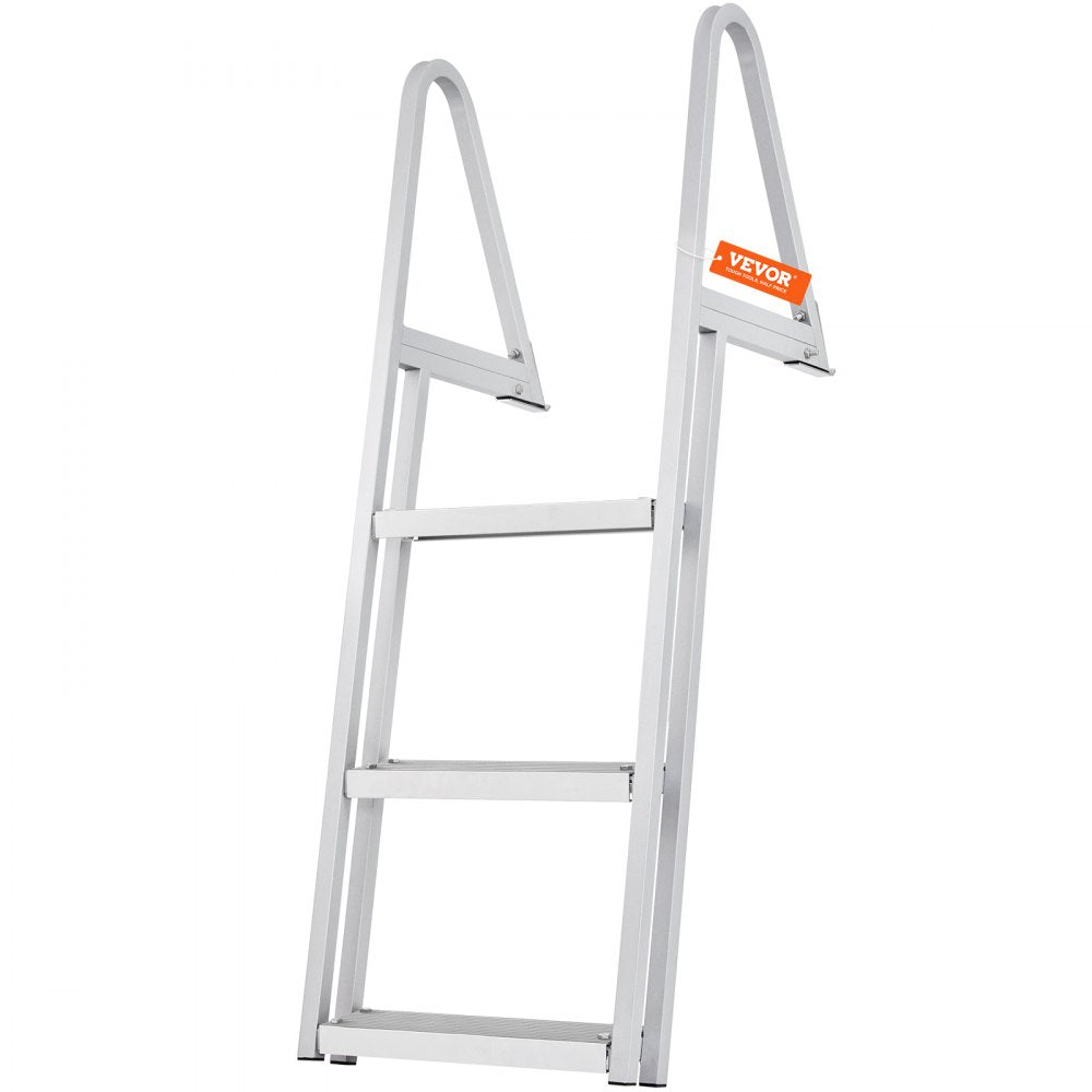 VEVOR Dock Ladder, Removable 3 Steps, 350 lbs Load Capacity, Aluminum Alloy Pontoon Boat Ladder with 4'' Wide Step & Nonslip Rubber Mat, Easy to Install for Ship/Lake/Pool/Marine Boarding