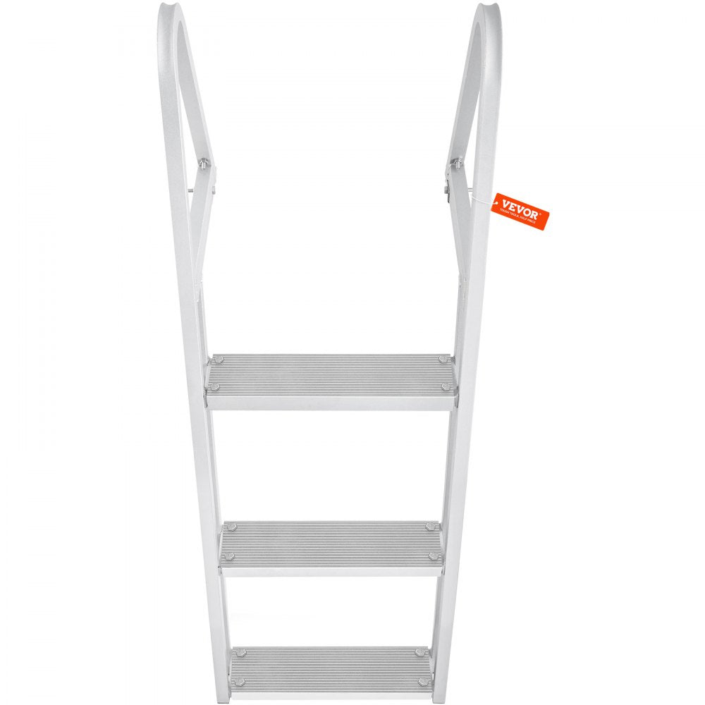 VEVOR Dock Ladder, Removable 3 Steps, 350 lbs Load Capacity, Aluminum Alloy Pontoon Boat Ladder with 4'' Wide Step & Nonslip Rubber Mat, Easy to Install for Ship/Lake/Pool/Marine Boarding