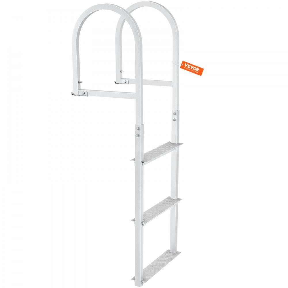 VEVOR Dock Ladder, Removable 3 Steps, 500 lbs Load Capacity, Aluminum Alloy Pontoon Boat Ladder with 3.1'' Wide Step & Nonslip Rubber Mat, Easy to Install for Ship/Lake/Pool/Marine Boarding
