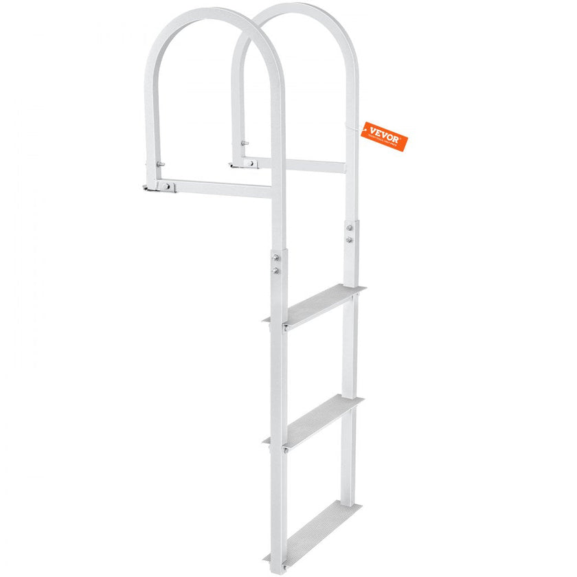 VEVOR Dock Ladder, Removable 3 Steps, 500 lbs Load Capacity, Aluminum Alloy Pontoon Boat Ladder with 3.1'' Wide Step & Nonslip Rubber Mat, Easy to Install for Ship/Lake/Pool/Marine Boarding