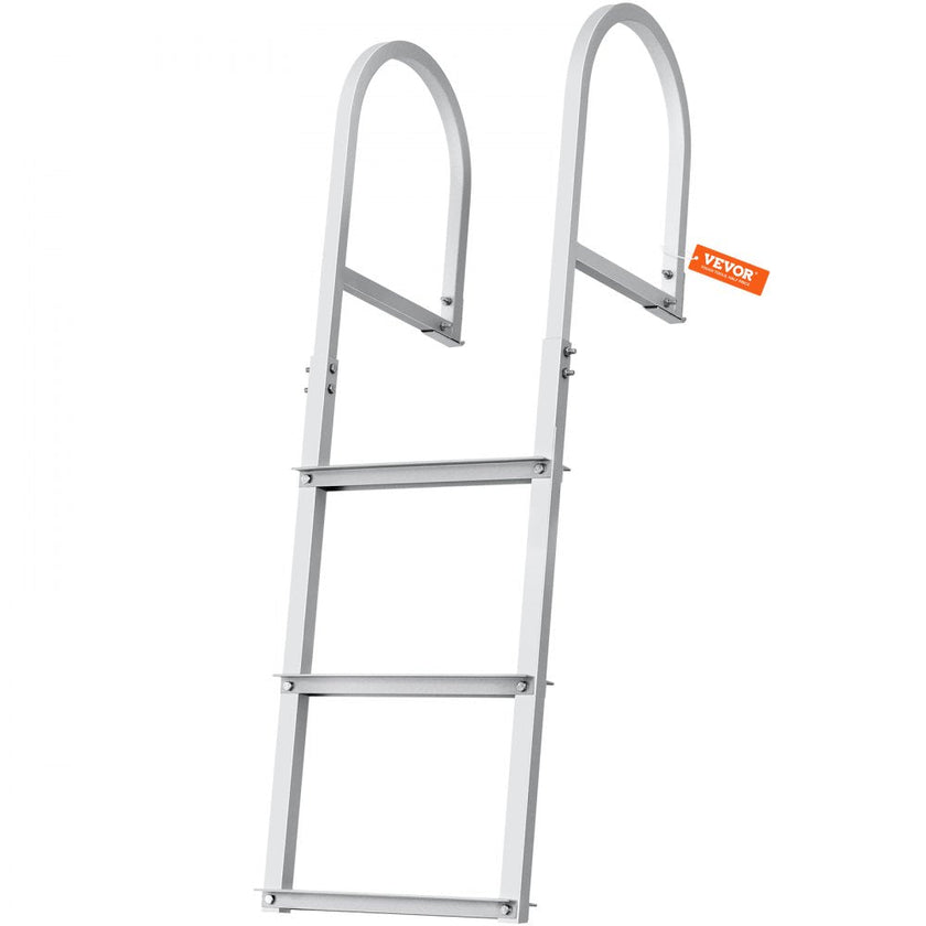 VEVOR Dock Ladder, Removable 3 Steps, 500 lbs Load Capacity, Aluminum Alloy Pontoon Boat Ladder with 3.1'' Wide Step & Nonslip Rubber Mat, Easy to Install for Ship/Lake/Pool/Marine Boarding