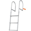 VEVOR Dock Ladder, Removable 3 Steps, 500 lbs Load Capacity, Aluminum Alloy Pontoon Boat Ladder with 3.1'' Wide Step & Nonslip Rubber Mat, Easy to Install for Ship/Lake/Pool/Marine Boarding