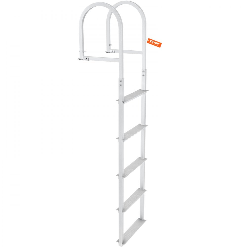VEVOR Dock Ladder, Removable 5 Steps, 500 lbs Load Capacity, Aluminum Alloy Pontoon Boat Ladder with 3.1'' Wide Step & Nonslip Rubber Mat, Easy to Install for Ship/Lake/Pool/Marine Boarding
