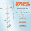 VEVOR Dock Ladder, Removable 4 Steps, 500 lbs Load Capacity, Aluminum Alloy Pontoon Boat Ladder with 3.1'' Wide Step & Nonslip Rubber Mat, Easy to Install for Ship/Lake/Pool/Marine Boarding